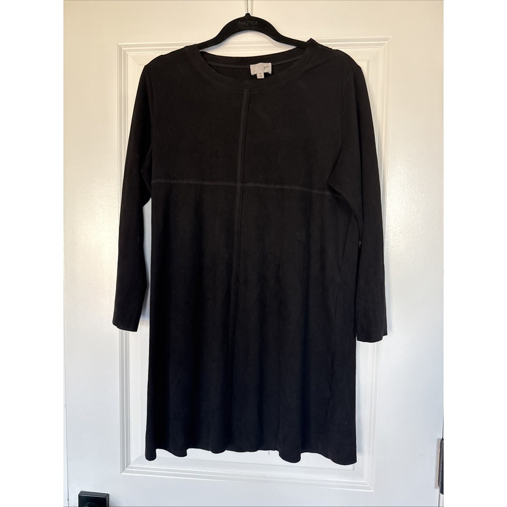 Joh Aurora Black Tunic Dress XL Black Faux Suede Long Sleeve Minimalist